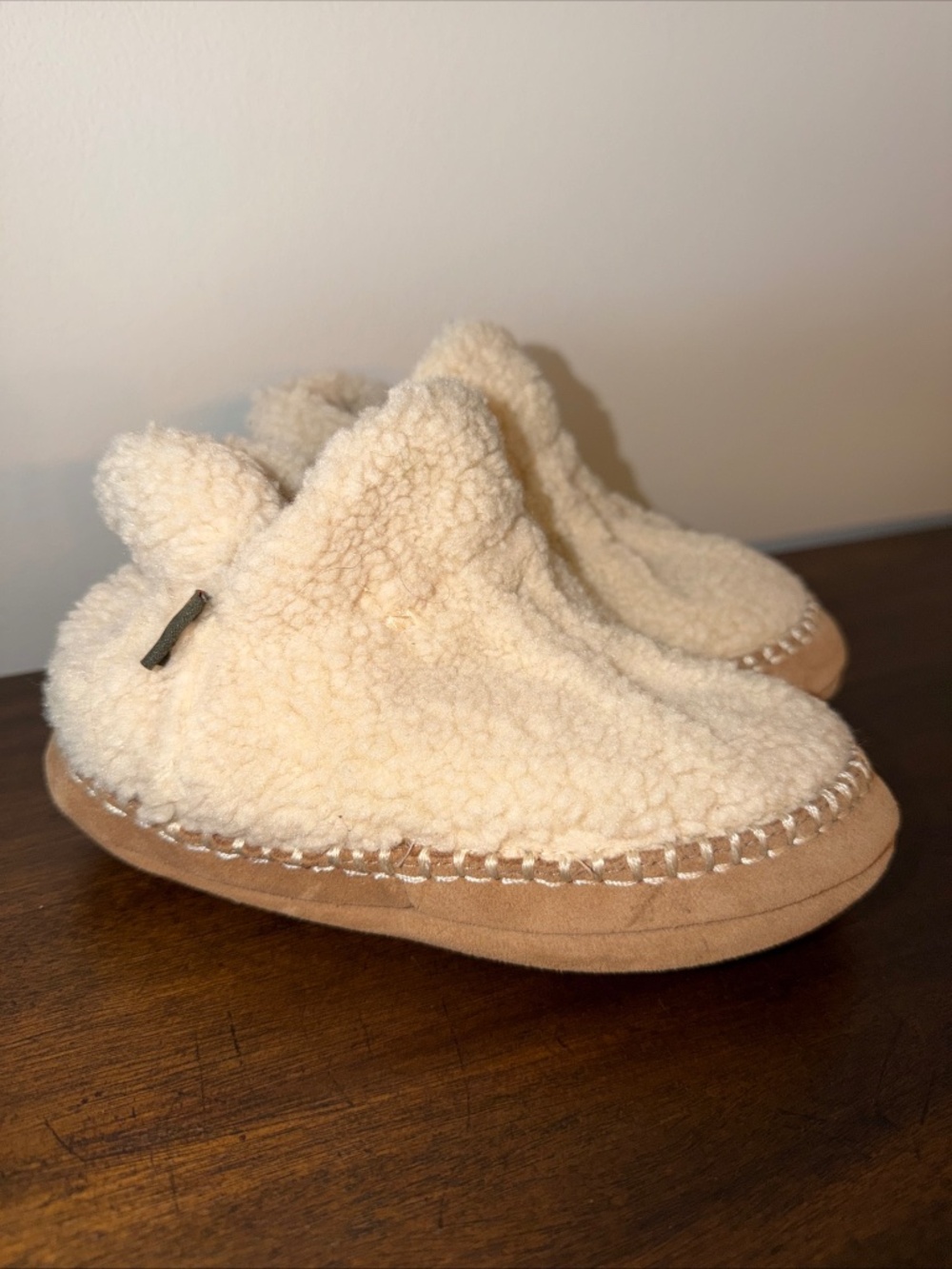 LL Bean Cozy Slipper Booties Sherpa Pile Fleece Suede Toddler Kids 12/13 I